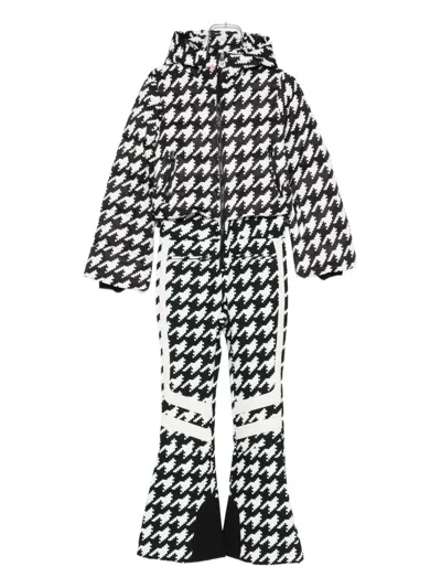 Perfect Moment Houndstooth Hooded Jumpsuit In Black