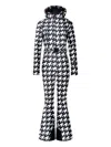 Perfect Moment Houndstooth Hooded Ski Suit In Black