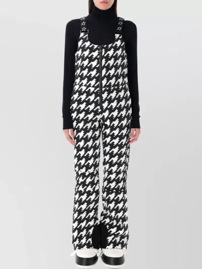 Perfect Moment Houndstooth Jumpsuit Star Embellishments In Black