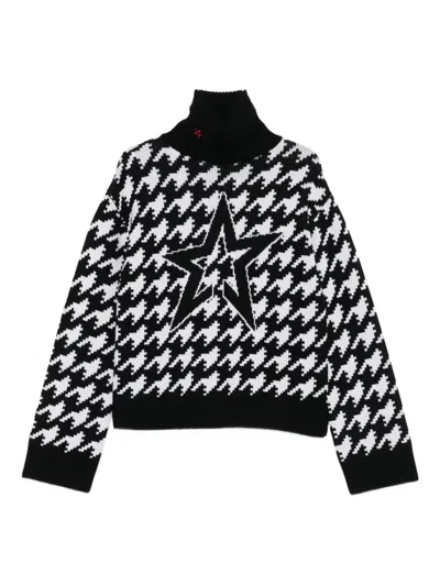 Perfect Moment Oversized Houndstooth Merino Wool Turtleneck Sweater In Multi