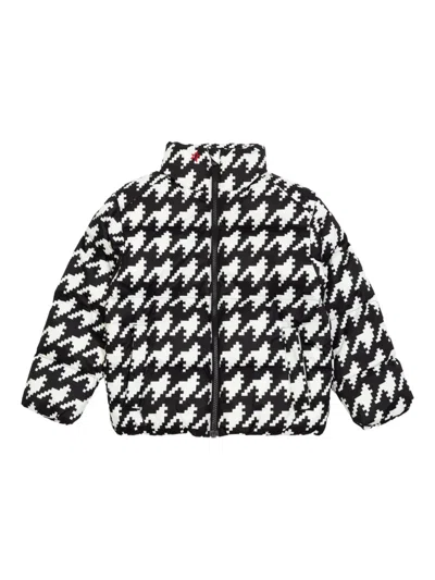 Perfect Moment Kids' Houndstooth-pattern Padded Jacket In Black