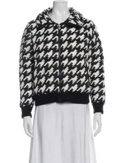 Pre-owned Perfect Moment Houndstooth Print Bomber Jacket In Blue