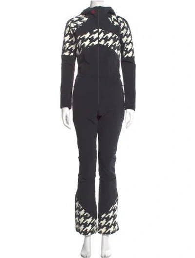 Pre-owned Perfect Moment Houndstooth Print Crew Neck Jumpsuit W/ Tags In Gray