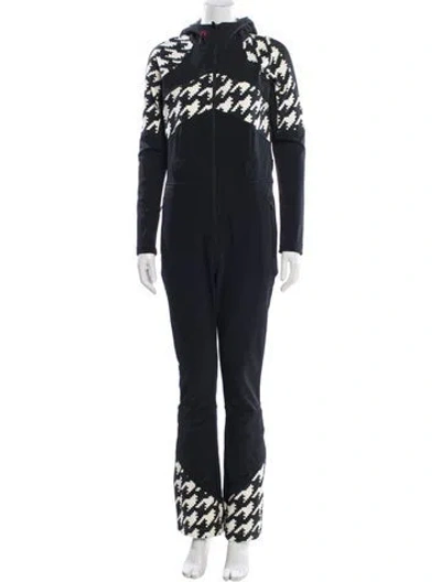Pre-owned Perfect Moment Houndstooth Print Crew Neck Ski Suit In Blue