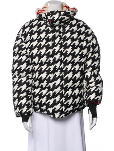 Pre-owned Perfect Moment Houndstooth Print Down Jacket In Black