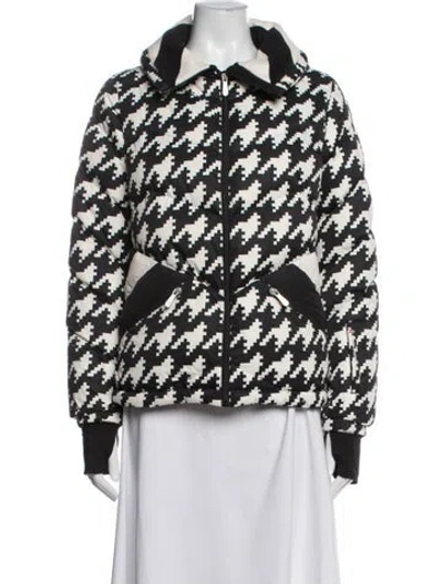 Pre-owned Perfect Moment Houndstooth Print Down Jacket In Black/white
