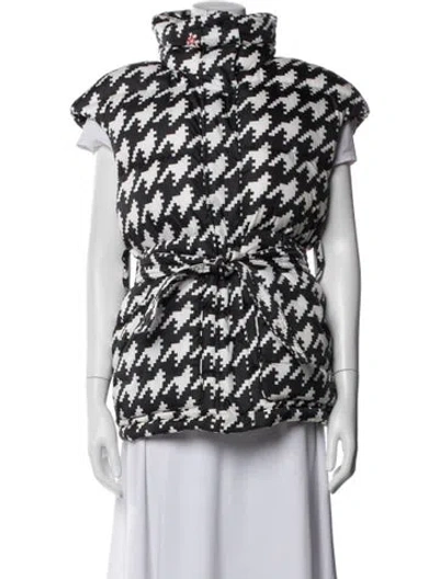 Pre-owned Perfect Moment Houndstooth Print Down Jacket In Black/white