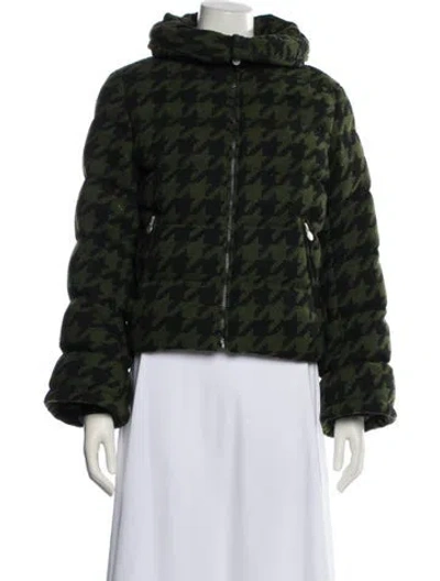 Pre-owned Perfect Moment Houndstooth Print Down Jacket In Green