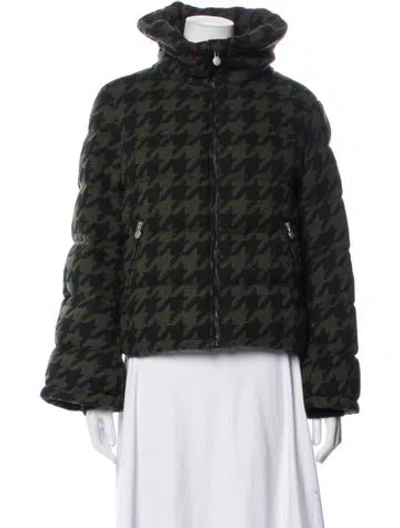 Pre-owned Perfect Moment Houndstooth Print Down Jacket In Green