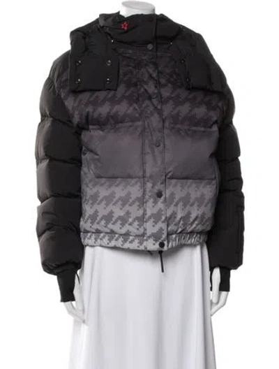 Pre-owned Perfect Moment Houndstooth Print Down Jacket W/ Tags In Black