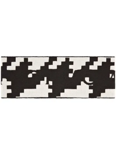 Perfect Moment Pm Intarsia-knit Headband In Houndstooth-black-snow-white