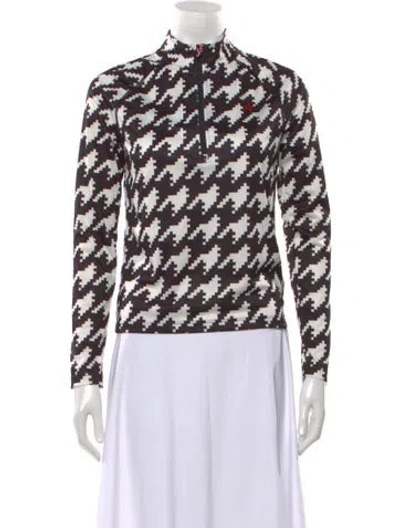 Pre-owned Perfect Moment Houndstooth Print Mock Neck Top W/ Tags In Multicolor