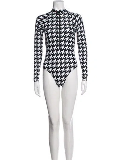 Pre-owned Perfect Moment Houndstooth Print One-piece W/ Tags In Black/white