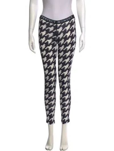 Pre-owned Perfect Moment Houndstooth Print Skinny Leg Pants In Black
