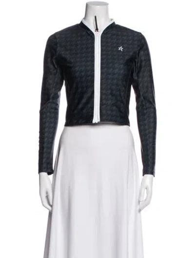 Pre-owned Perfect Moment Houndstooth Print Top W/ Tags In Blue