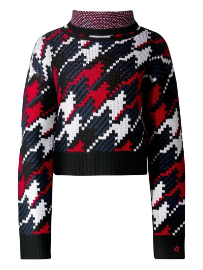 PERFECT MOMENT HOUNDSTOOTH ROLL-NECK SWEATER