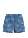 Perfect Moment Houndstooth-pattern Denim Shorts In Blue