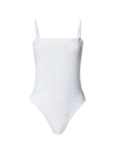 Perfect Moment Houndstooth-pattern Swimsuit In White