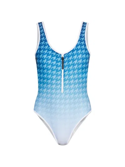 Perfect Moment Houndstooth-print Ombré Swimsuit In Multi