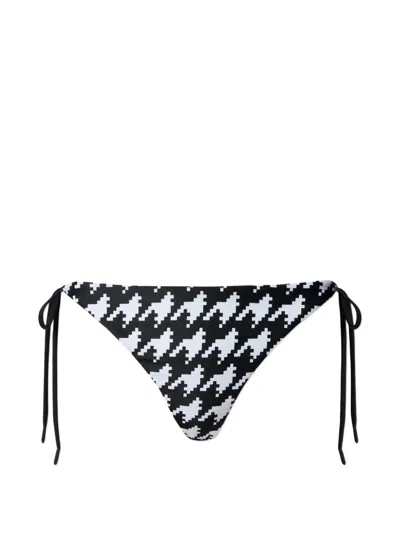 Perfect Moment Houndstooth-print Side-tie Bikini Bottoms In Black