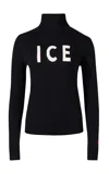 Perfect Moment Ice Merino Wool Turtleneck Sweater In Black