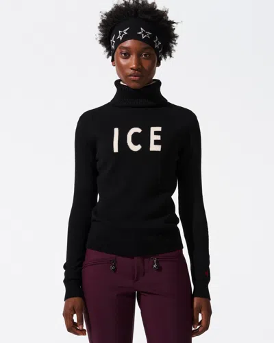 Perfect Moment Ice Merino Wool Turtleneck Xl In Black
