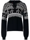 Perfect Moment Intarsia-knit Merino Wool Hoodie L In Black
