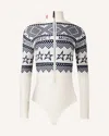 Perfect Moment Intarsia-knit Merino Wool Bodysuit L In Blue