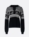 Perfect Moment Intarsia-knit Merino Wool Hoodie L In Black