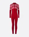 Perfect Moment Intarsia-knit Merino Wool Jumpsuit L In Red
