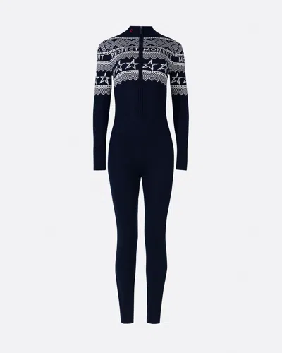 Perfect Moment Intarsia-knit Merino Wool Jumpsuit Xs In Navy