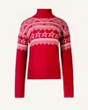 Perfect Moment Holiday Intarsia Wool Turtleneck Sweater In Red