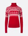 Perfect Moment Intarsia-knit Merino Wool Turtleneck Xl In Red