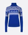 Perfect Moment Intarsia-knit Merino Wool Turtleneck Xs In True-indigo