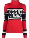 Perfect Moment Intarsia-knit Roll-neck Jumper In Red