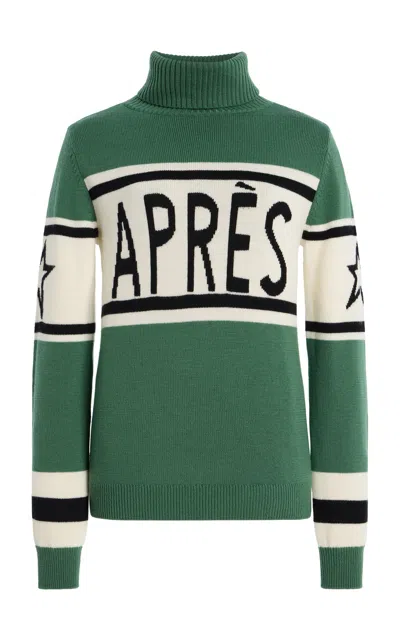Perfect Moment Intarsia-knit Turtleneck Sweater In Green