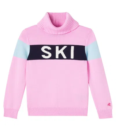 Perfect Moment Kids' Intarsia Wool Turtleneck Sweater In Multi