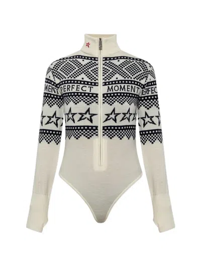 Perfect Moment Intarsia-knit Merino Wool Bodysuit In Neutral