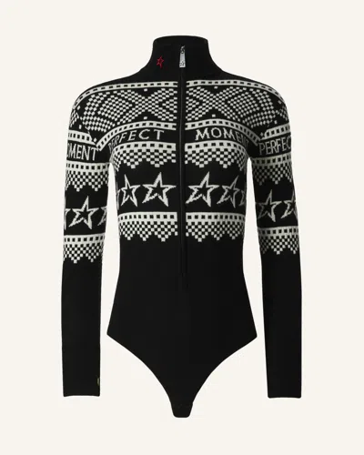 Perfect Moment Intarsia-knit Merino Wool Bodysuit S In Black