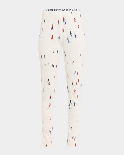 Perfect Moment Jacquard Base Layer Ski Leggings In White