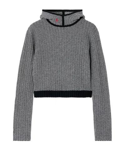 Perfect Moment Jazzy Jacquard-knit Wool And Cashmere-blend Hoodie In Gray