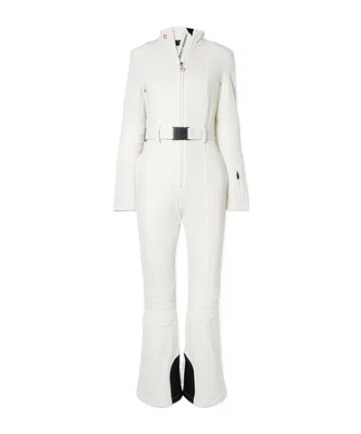 Perfect Moment Jg Belted Padded Down Ski Suit In White
