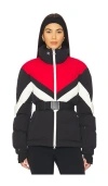 Perfect Moment Jg Down Parka Jacket Xl In Jet Black & Red & Snow White