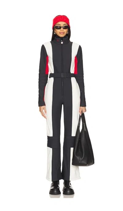 Perfect Moment Jg Ski Suit In Jet Black & Snow White