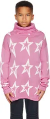 Perfect Moment Kids Pink Star Dust Turtleneck In Petal Pink