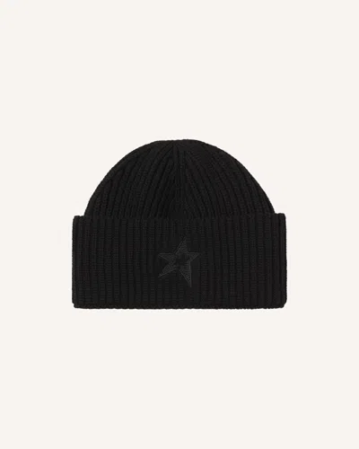Perfect Moment Knitted Ribbed Star Beanie Onesize In Black