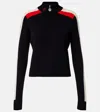 Perfect Moment Merino Wool La Tour Quarter-zip Sweater In Black