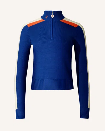Perfect Moment La Tour Merino Wool 1/4 Zip Sweater In Blue