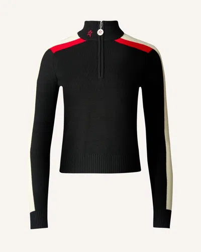 Perfect Moment La Tour Merino Wool 1/4 Zip Sweater Xl In Black