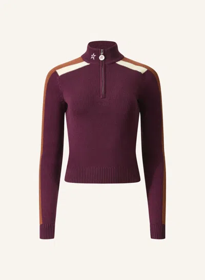 Perfect Moment La Tour Merino Wool 1/4 Zip Sweater Xs In Burgundy
